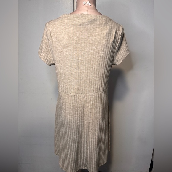Primark Tan Ribbed Sheath Dress Short Sleeve - Picture 3 of 3